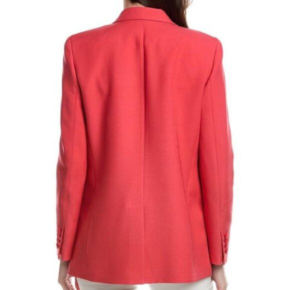 NWT Lafayette 148 New York Single Button Drop Wool & Silk-Blend Blazer, Coral, S - Picture 3 of 12